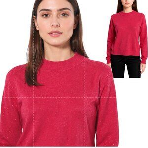 Baxter Wells Metallic Thread Sweater Women's Sz L Red Long Sleeve Mock Neck